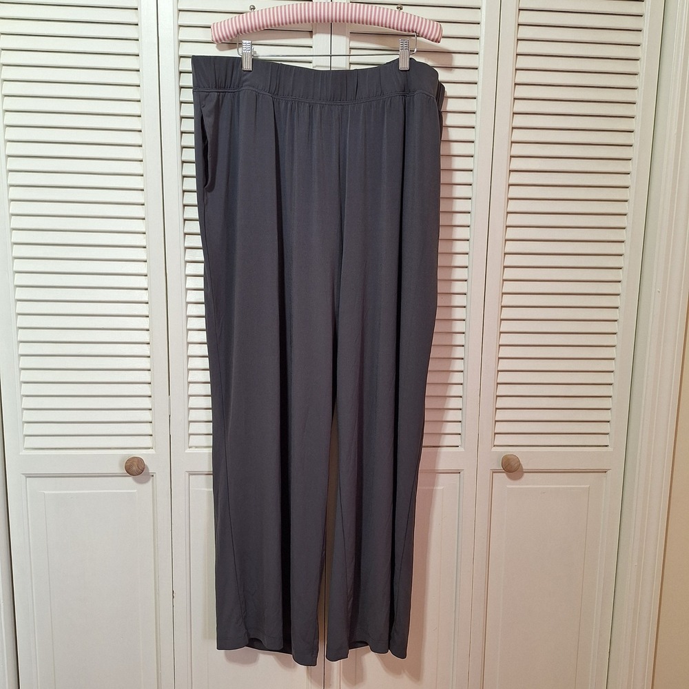 Woman Within Womens 2X Charcoal Gray Stretch Knit Wide Leg Elastic Waist Pants